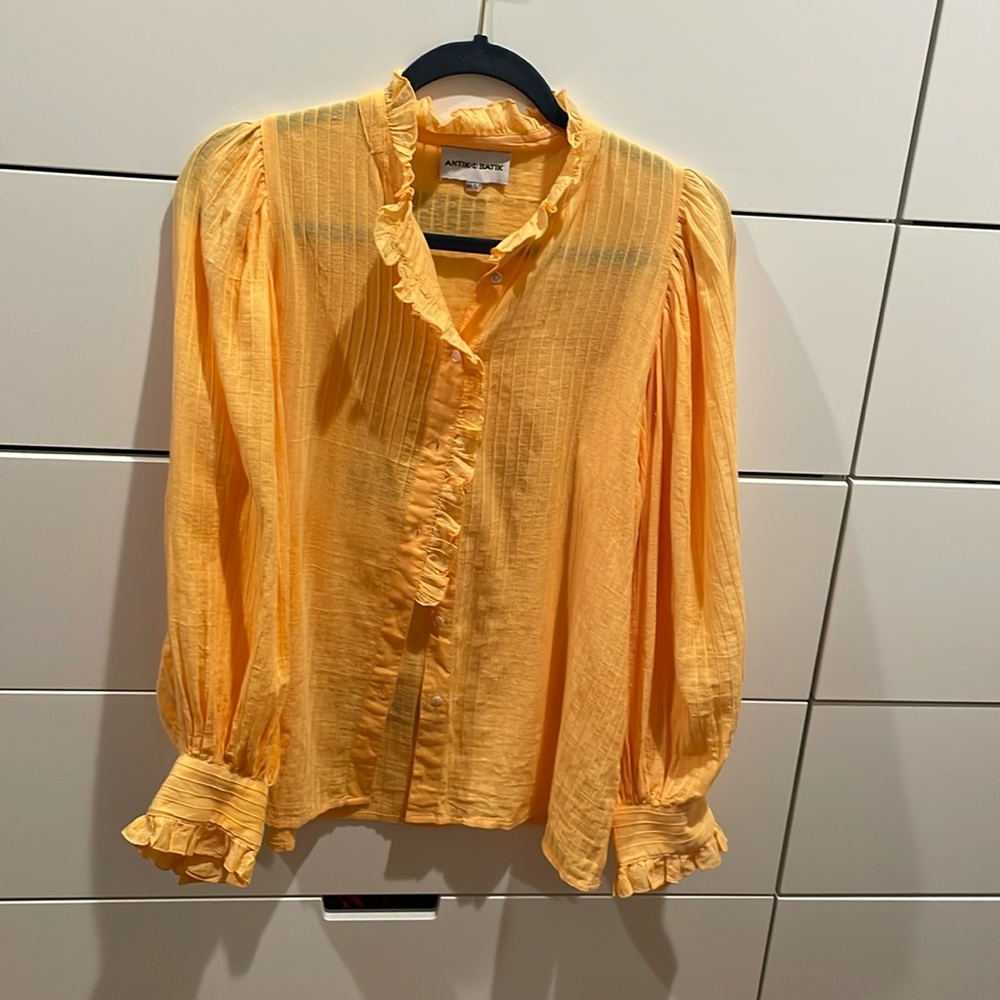 Antik Batik Anthropologie mustard yellow blouse
